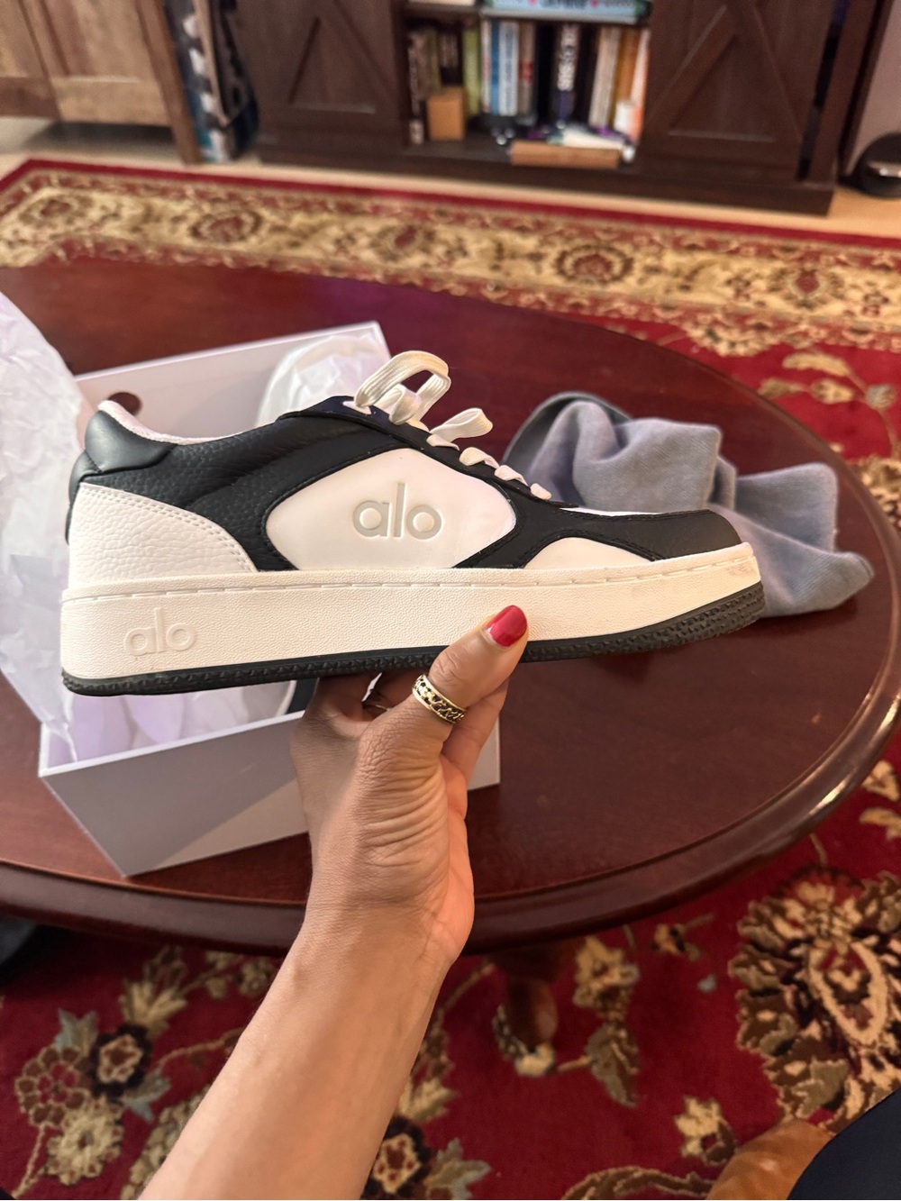 ALO Yoga Recovery Black and White Low-Top Sneakers